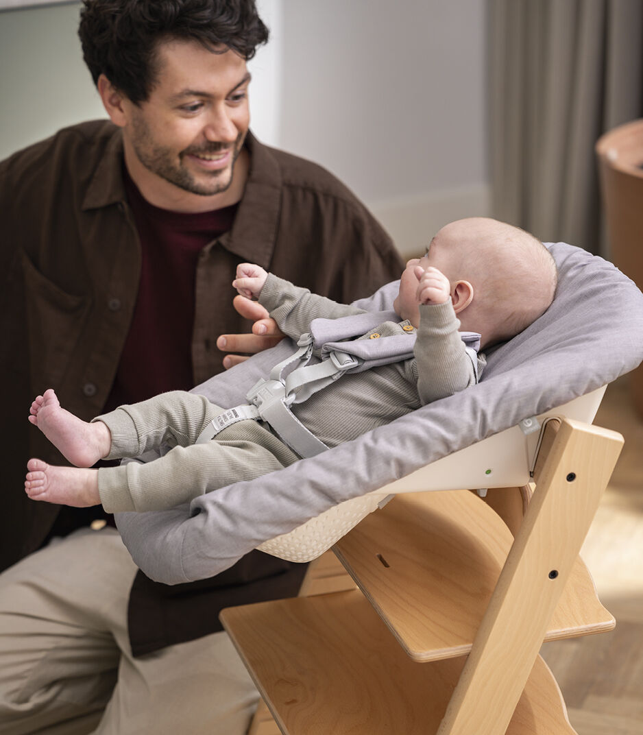 Tripp Trapp® Chair Natural with Newborn Set, Grey. Close-up. galery image 3